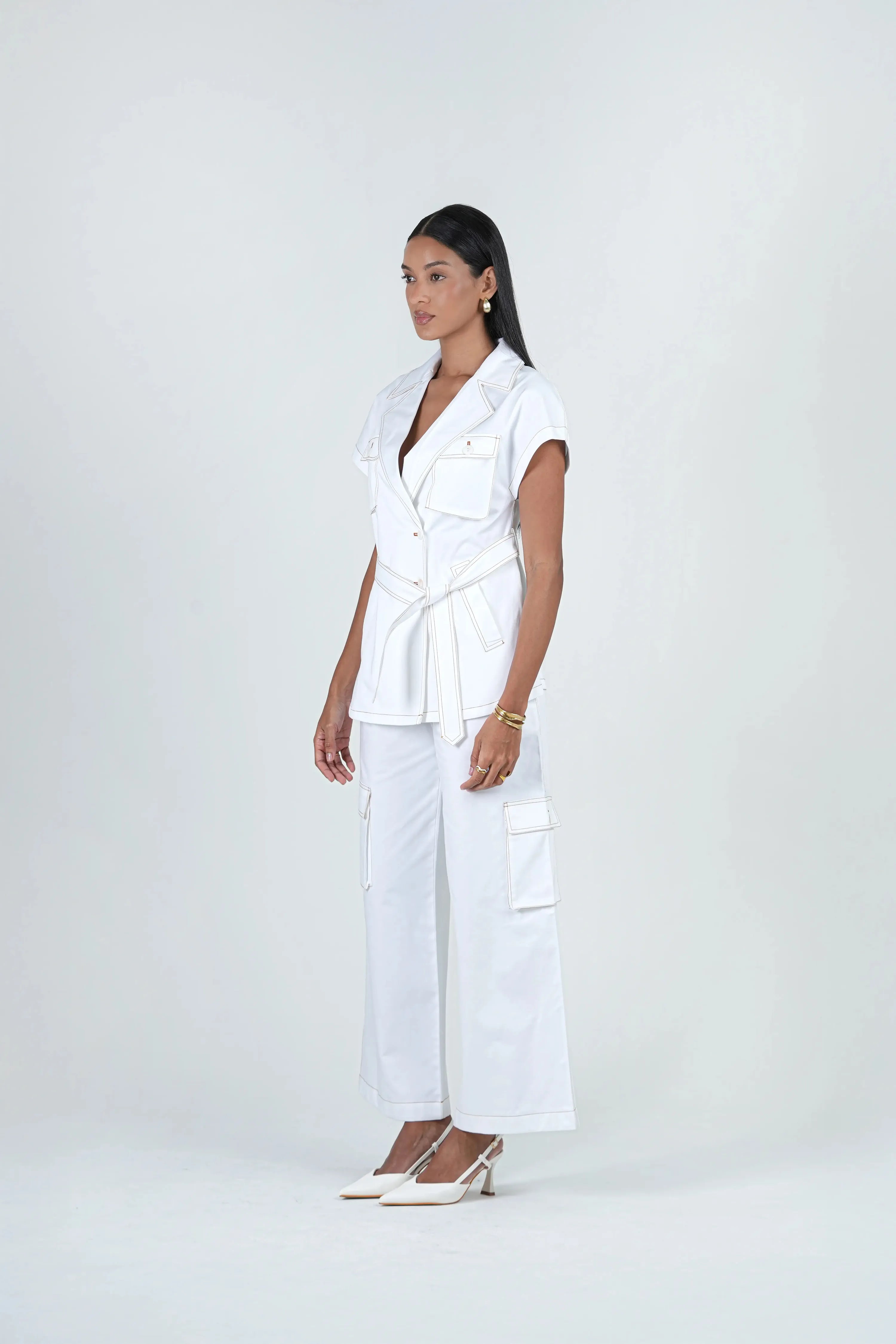 Clara Co-Ord Set - White Utility