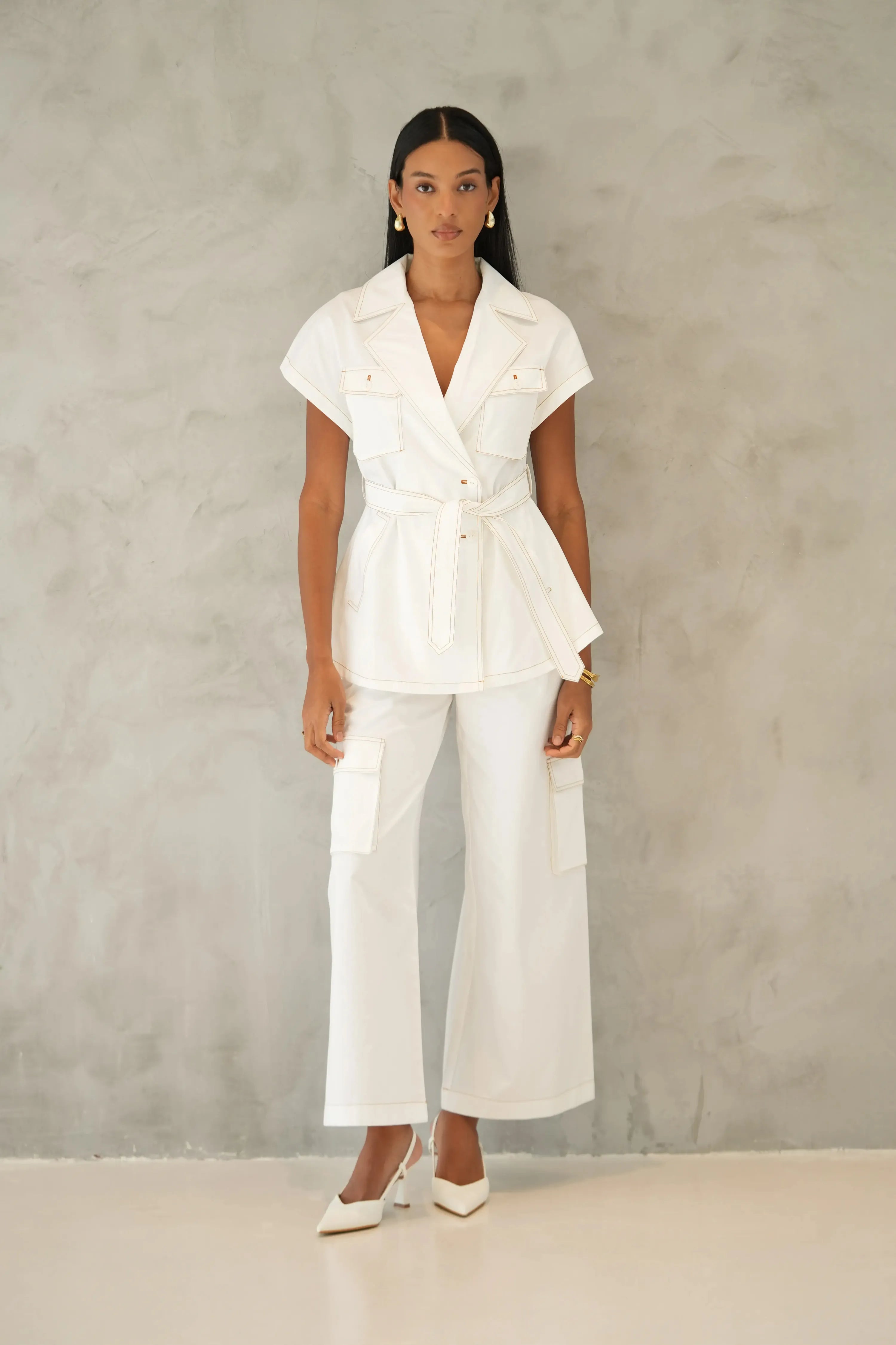 Clara Co-Ord Set - White Utility