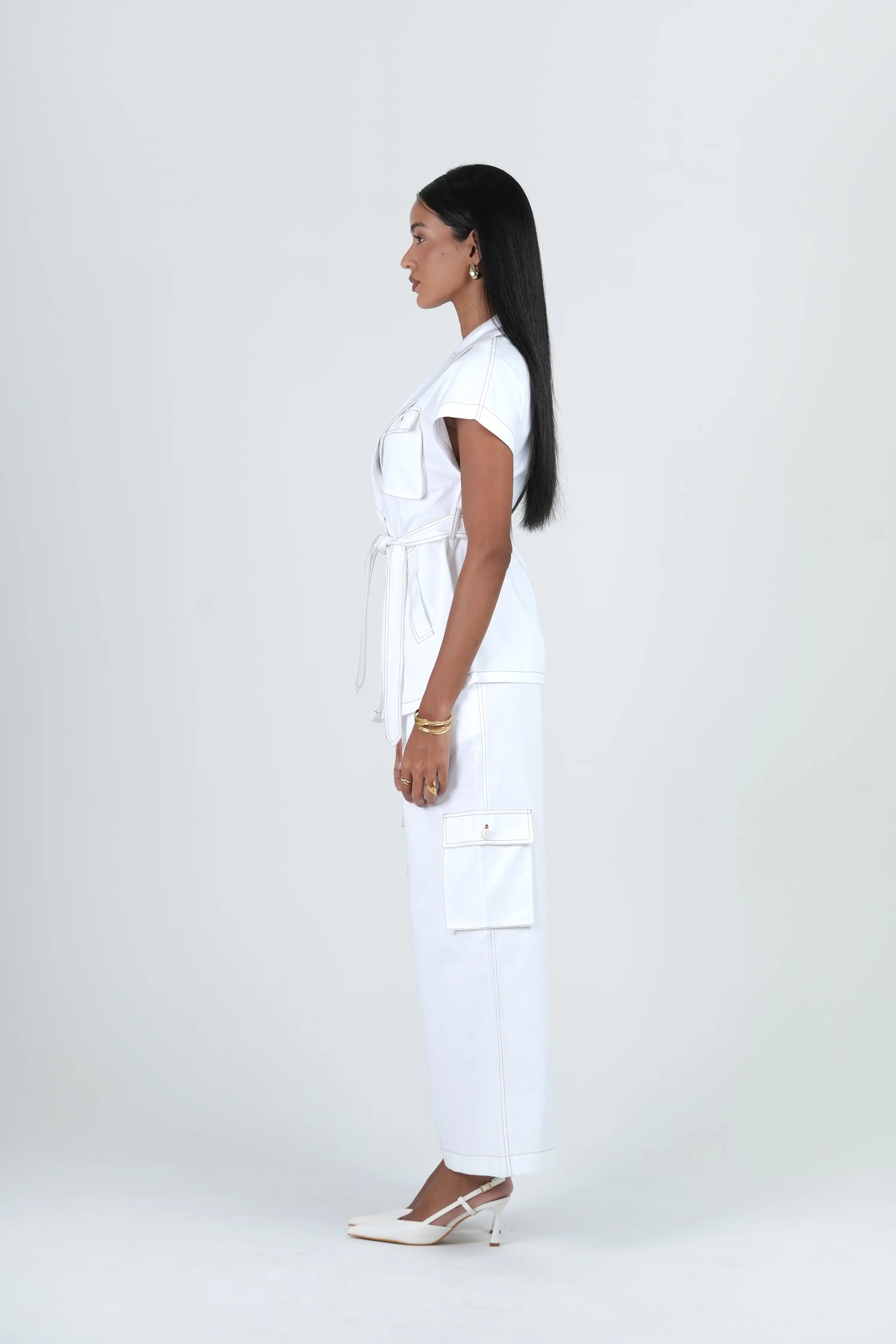 Clara Co-Ord Set - White Utility