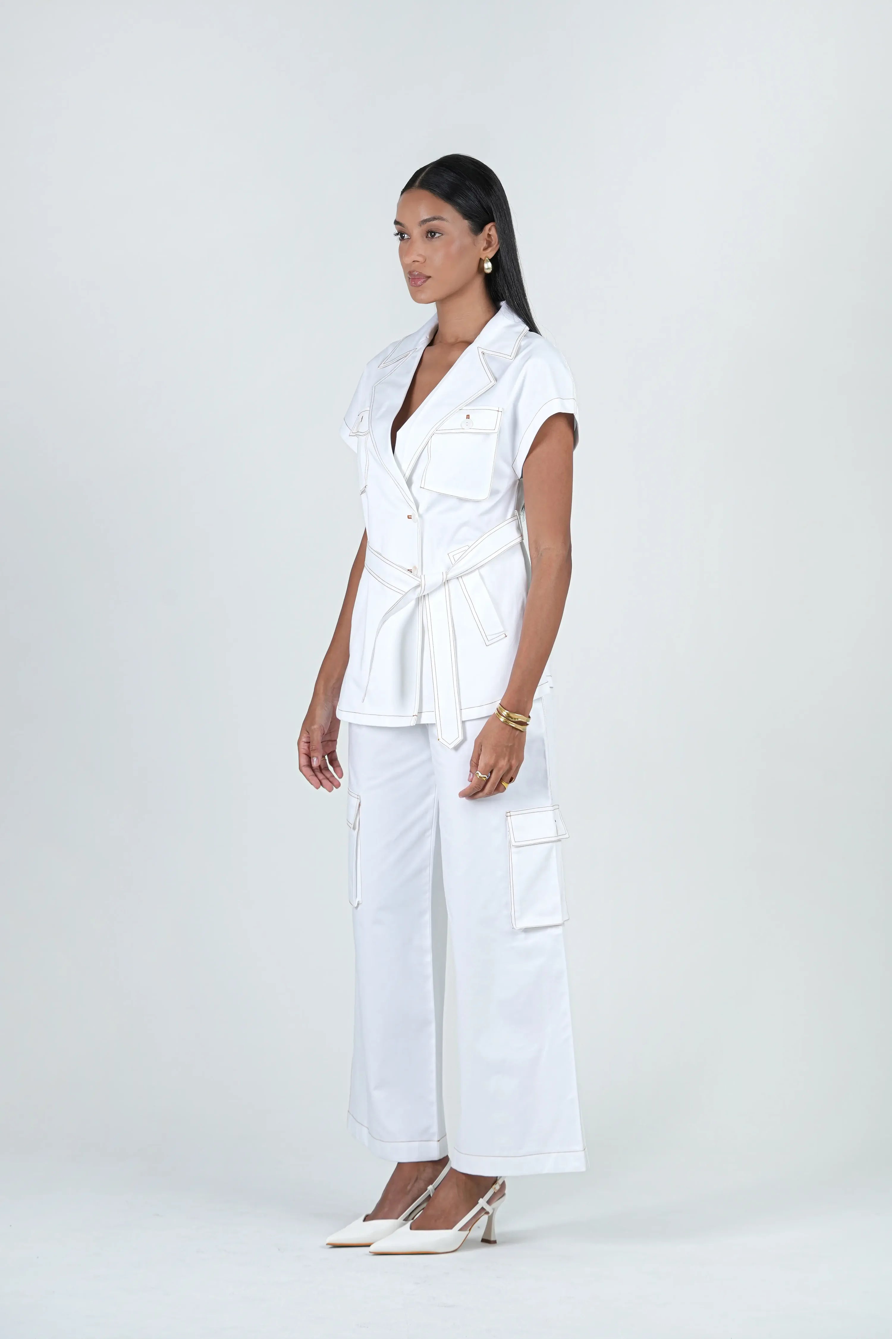 Clara Co-Ord Set - White Utility