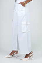 Clara - White Utility Trousers