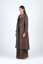 Roma Trench Coat – Mocha Linen Blend