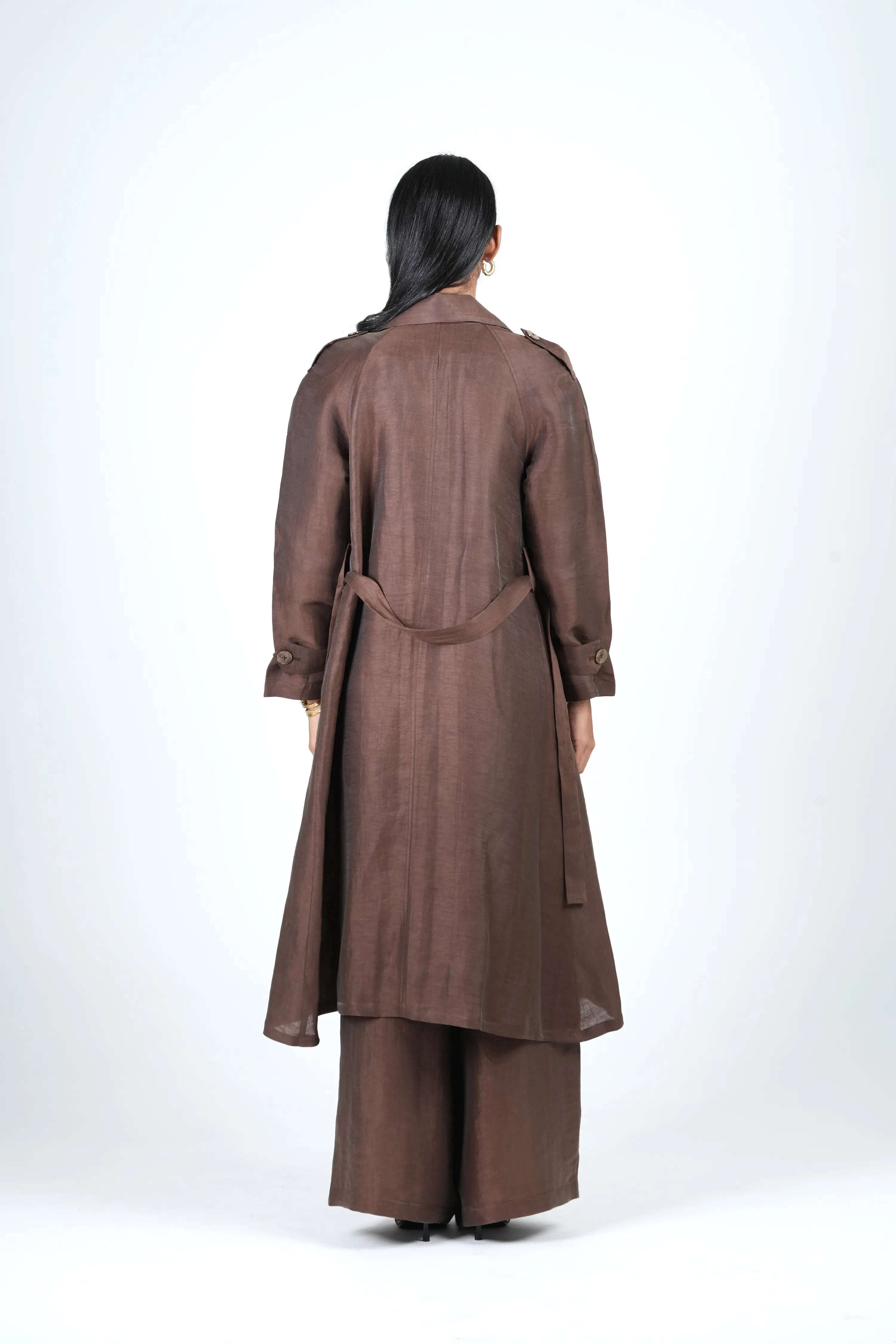 Roma Trench Coat – Mocha Linen Blend